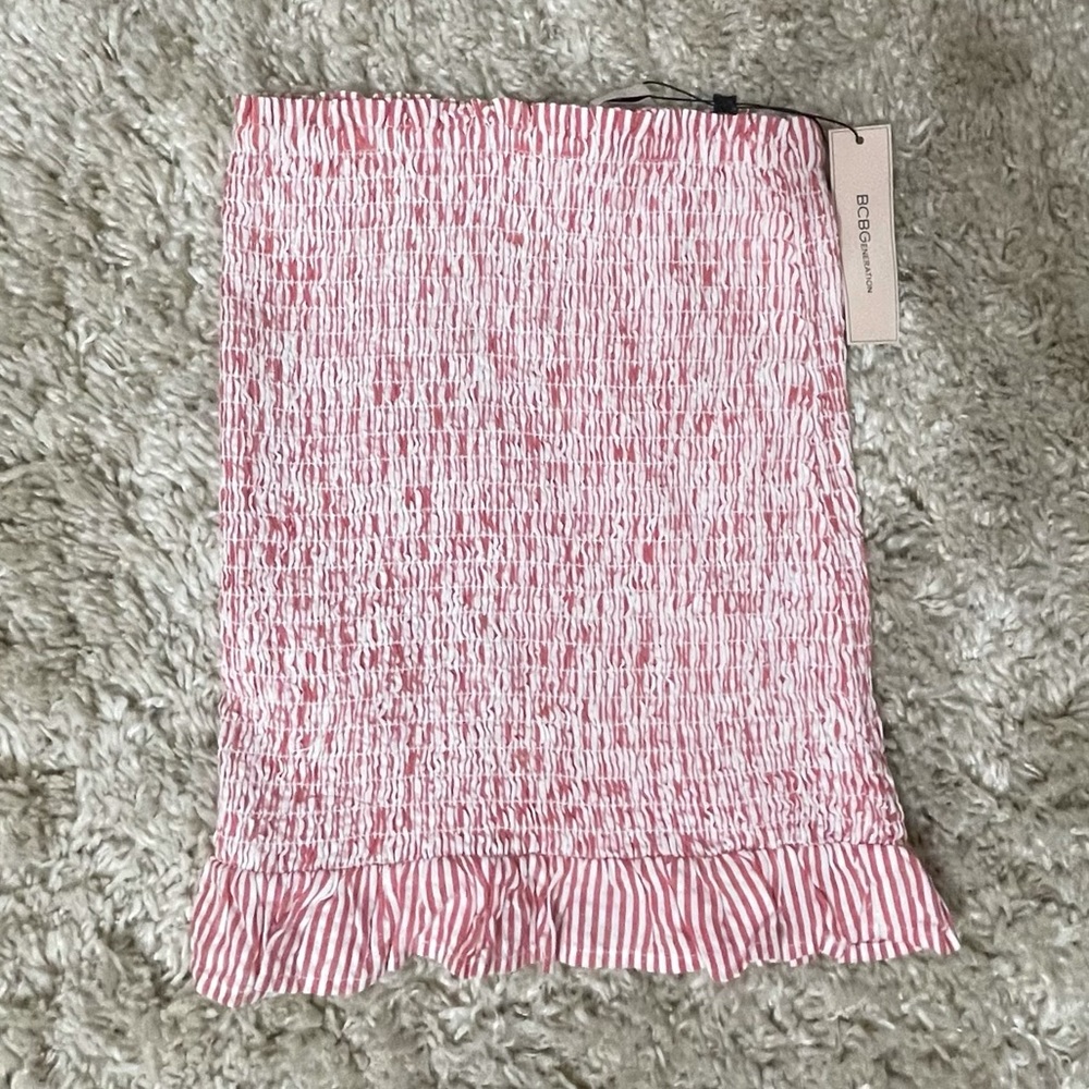 BCBG Smocked Striped Mini Skirt